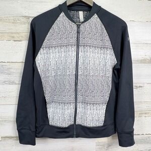 Under Armour Womens Full Zip Jacket Vintage Black White Cold Gear Geo Athletic M